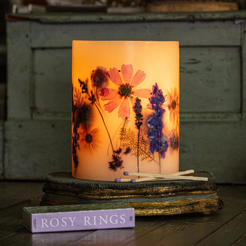 Rosy Rings Round Botanical Candle Roman Lavender - Aromatherapy Candles, Long Lasting Candles, Botanical Candles, Home Decor 6.5" 200 Hour Burn Time - Image 2
